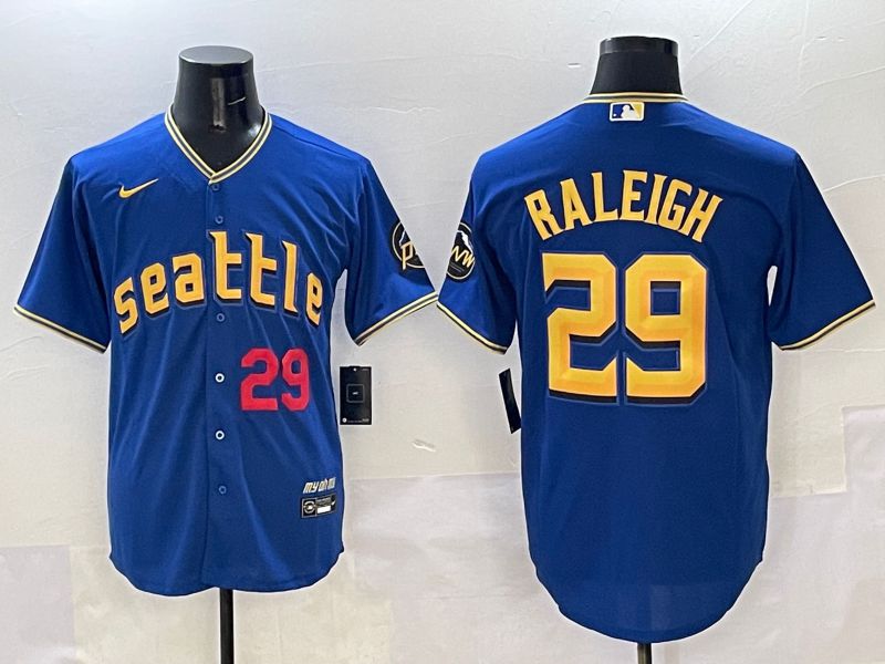 Men Seattle Mariners #29 Raleigh Blue City Edition 2025 Nike MLB Jersey style 3->seattle mariners->MLB Jersey